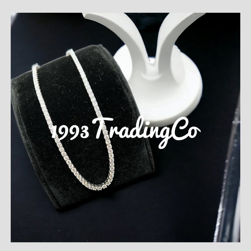 S925 Moissanite Tennis Chain Necklace Women's and Men's Luxury Wedding Bridal